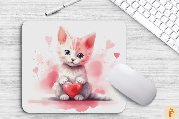 Adorable Cat Valentine Mouse Pad