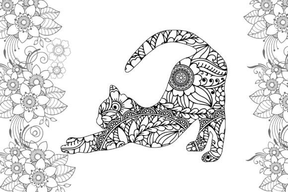 Cat Coloring Page for Adults Kids - 3