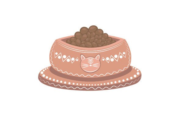 Cat Food Bowl Embroidery Design
