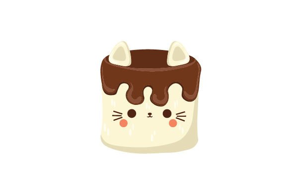 Cat Marshmallow Embroidery Design