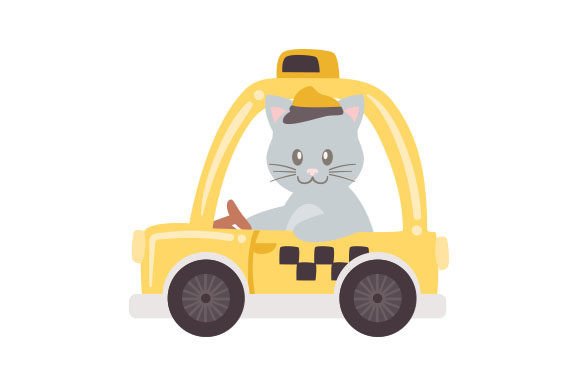 Cute Cat Driving a Taxi