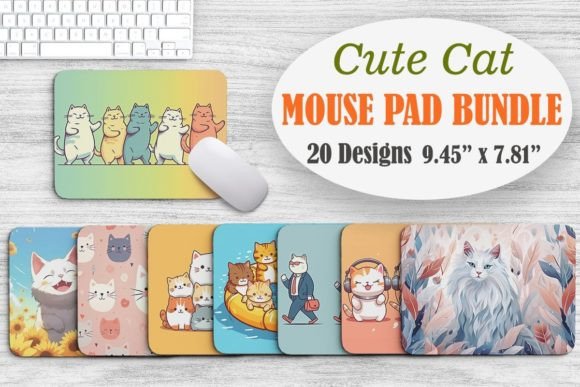 Cute Cat Mouse Pad Design Bundle