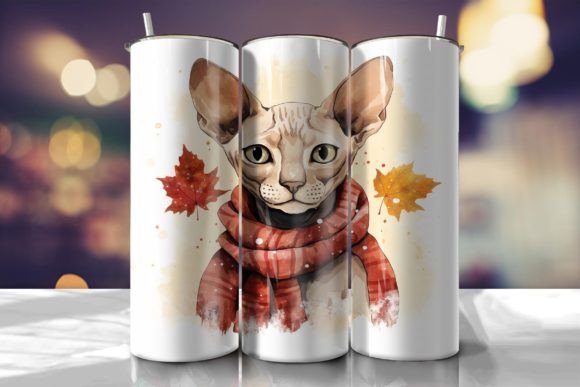 Festive Sphynx Cat Tumbler Wrap