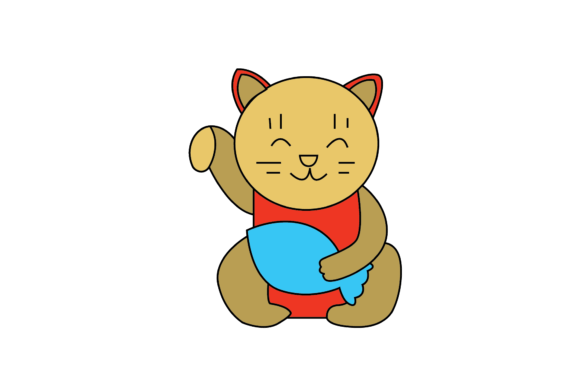 Japanese Cat Maneki Neko Icon Graphic