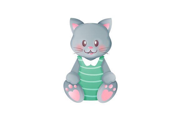 Kawaii Cat Wearing Overalls