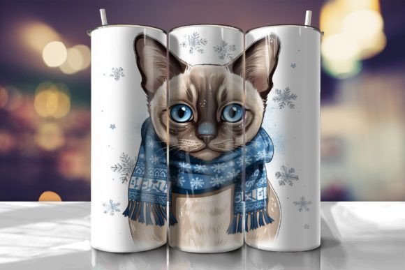 Siamese Cat Christmas Tumbler Wrap
