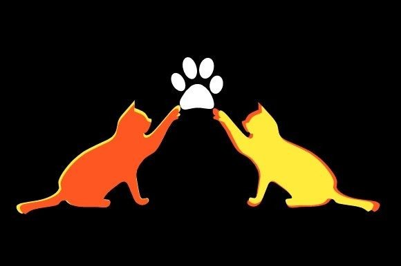 The Silhouettes of 2 Cats